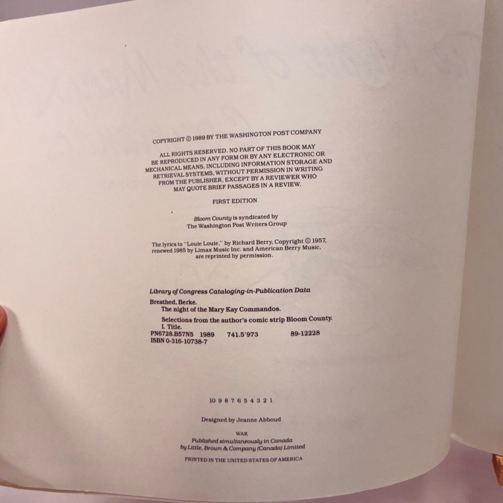 Bloom County Night of the Mary Kay Commandos Berke Breathed 1st Ed '89 Paperback - Picture 3 of 8